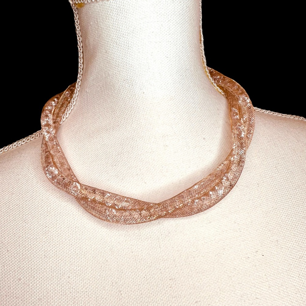 Aldo - Rose gold mesh necklace with crystals, 18” adjustable - Picture 7 of 7
